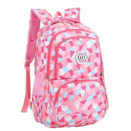 JiaYou Girl Geometric Printed Primary Junior High University School Bag Bookbag Backpack(2# Pink,19 L)