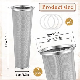 3 Pcs Cold Brew Coffee Filter 304 Stainless Steel Strainer With Seal Ring 64oz Wide Mouth Mason Jar Tea Infuser Mason Jar Cold Brew Filter for Coffee Tea Fruit Drinks Lemonade