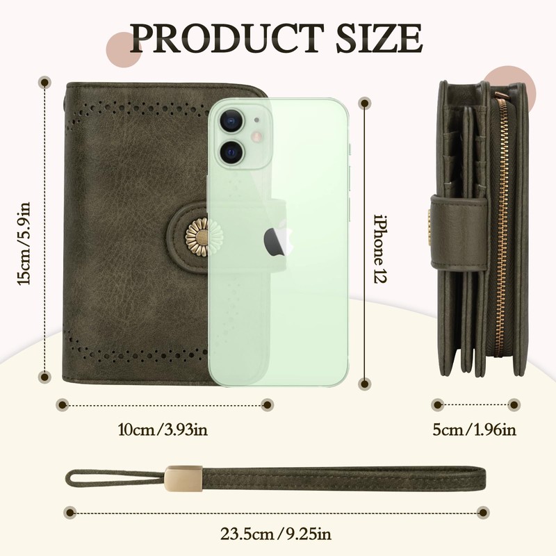 TEUEN Women's Large Capacity PU Leather Vintage Purse Wallet with