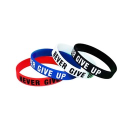 Never Give Up, You are Awesome, Rubber Bracelet Inspirational Motivational Silicone Wristbands for Women and Men-4PCS Never Give Up
