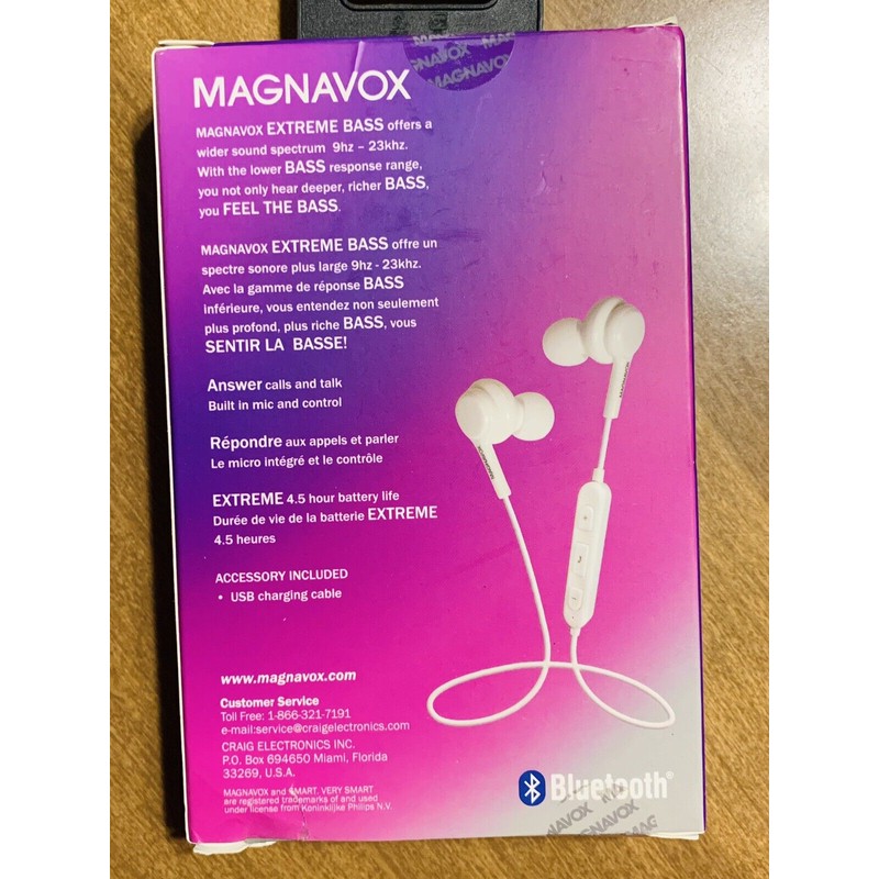 Magnavox Extreme Bass Bluetooth Earphones - White