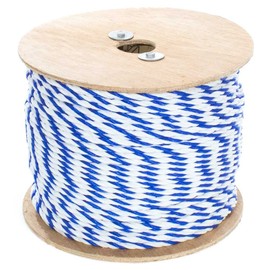 Rope & Cord – 3 Strand Twisted Polypropylene Rope – White/Blue Color (200 Feet, 1/4 Inch Diameter)