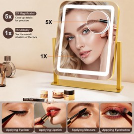 Vanity Mirror with Lights,LED Makeup Mirror,Gold,14.8“x12.6”