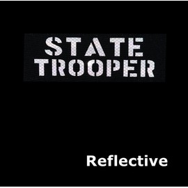 Reflective State Trooper Patch Reflective Back Panel Patch with Hook and Loop (Black-White, 8.5X3 INCH)