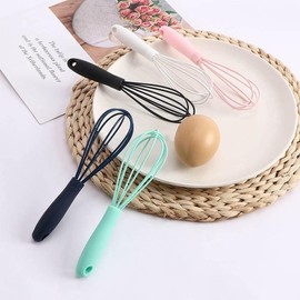 Mini Silicone Whisk, Egg Beater and Blender for Baking and Cooking, 6 Inch Compact Design, Dishwasher Kitchen Utensils