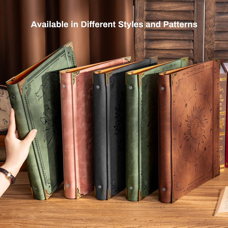 Ovesmusl Leather 3 Ring Binder 1 Inch Round Ring Binder
