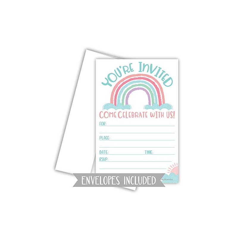 Cute Rainbow Invitations (20 Count) With Envelopes - Girl Baby
