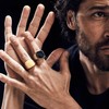 FEYIR 9 Pcs Men's Stainless Steel Vintage Signet Ring Square