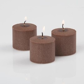 Set of 12 Brown Cinnamon Bun Scented Richland Votive Candles and 12 Eastland Frosted Votive Holders