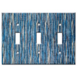 Art Plates - Triple Gang Toggle Switch Plate - Decorative Metal Wall Plate - Blue River - (Made in USA)