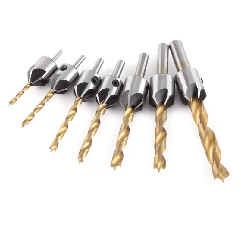 TOOLSTAR Countersink Drill, Woodworking Chamfer Counter Set, Adjustable Carpenter's Reamer,
