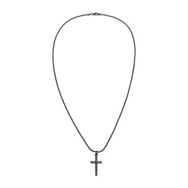 Kuzzoi Men's Necklace Shiny Polished with Cross Pendant (25 mm) in Fashionable Design, Cord Chain for Man with Religious Cross Made of 925 Sterling Silver