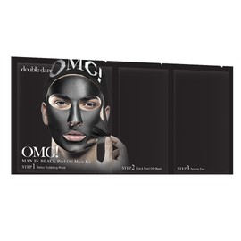 Double Dare 3-in-1 Man In Black Peel Off Mask Kit For Men, Skin Rejuvenation, Anti-Aging, Deep Cleansing and Hydration. (Vegan and Cruelty Free) (1 Piece)