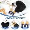 MWOOT Heart Pom Pom Key Chain, Fluffy Key Ring for