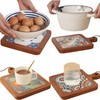 Natural Wood Tiles Pot Mat,Anti-Scalding Plate Mat Drink Coasters for