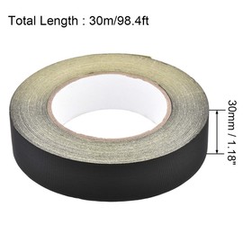 sourcing map 30 mm Acetate Fabric Tape for Laptop Electric Cars Guitar Repair High Temperature Tape Black 30 m / 98.4 ft