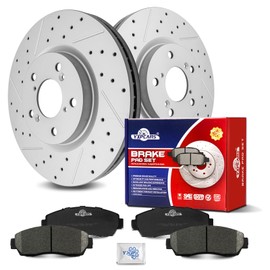 YXPCARS Ceramic Front Brakes Pad and Rotors Drilled Slotted Vented Replacement Disc Brake Kits for Honda Odyssey 2011 2012 2013 2014