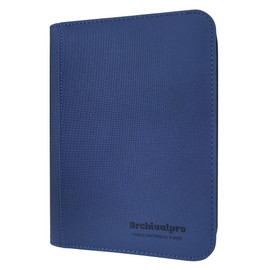 Archivalpro Premium Trading Card Collection Leather Binder, Holds 160 Cards,Card Holder Album with double side 4 Pocket/Page, 20 Pages(Blue)