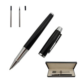 Accod Signature Pen Premium Metal Rollerball & Ballpoint Pen Creative Gift Pen with Two 0.5mm Black Replaceable Refills High-grade Pen Box Gift for Family Friends and Colleagues (Black)