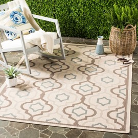 SAFAVIEH Courtyard Collection Area Rug - 5'3" x 7'7", Beige & Dark Beige, Non-Shedding & Easy Care, Indoor/Outdoor & Washable-Ideal for Patio, Backyard, Mudroom (CY7938-79A18)