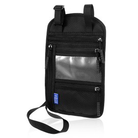 Nogeqi Neck Wallet for Traveling Women Men, RFID Blocking Passport Holder for Travel, Lightweight RFID Wallet with Adjustable Neck Strap to Secure Cash and Credit Cards, 9.45" L X 5.91" W (Black)