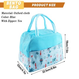 Hillylolly Bento Bag, Lunch Bag for Women, Small, Adult Lunch Box Bag, Protects Food from Heat and Dirt (Blue)
