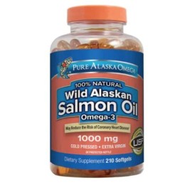 Pure Alaska Omega-3 Wild Alaskan Salmon Oil 1000mg 210 Softgels (Pack of 2)