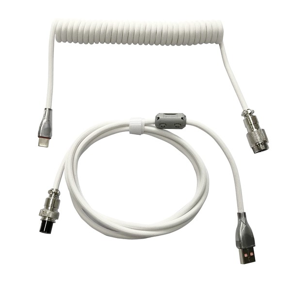 MICOMAKA Custom Double-Sleeved Mechanical Keyboard Cable, Handmade Coiled USB C