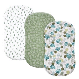 david's kids 3 Pack Bassinet Sheets, Ultra Soft Breathable Comfortable Baby Sheet Set for Boys Girls Neutral, Univeral Fit for Most Cradle and Bassinet Mattress, Leaf