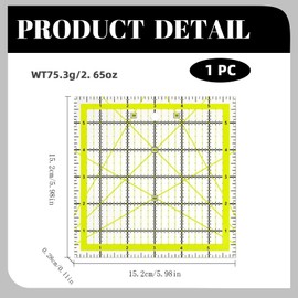 Quilting Ruler - Acrylic Square Quilting Ruler with Non-Slip Rings for Easy Precision Cutting, Sewing, DIY Crafts