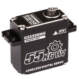 GOTECK 55KG Coreless Digital Servo,High Voltage 8.4V Full Metal Gear Waterproof Steering Servo with 25T Servo Horn for 1/6 1/8 1/10 RC Crawler Car,Robot,Boat,Truck Robot Parts (55KG(8.4V)-270°)