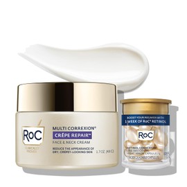 RoC Crepe Repair Anti Aging Daily Face Moisturizer & Neck Firming Cream (1.7 oz) + RoC Retinol Wrinkle Smoothing Capsules (7 CT), Skin Care Treatment