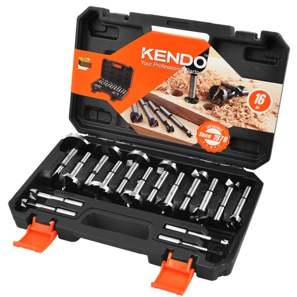 KENDO 16 Piece Forstner Bit Set, Made of Alloy Steel,