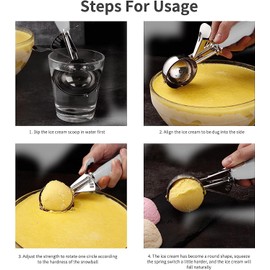 1Pcs Ice Cream Scoop,Stainless Steel Fruit Ice Cream Mashed Potato Scoop Practical Kitchen Food Scoop with Plastic Handle Kitchen Tool (8cm)
