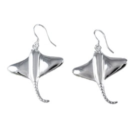 Unique Hawaiian Large Stingray Earring, Sterling Silver Sting Ray Dangle Earring, E6111 Birthday Wife Mom Mother Gift, Island Jewelry