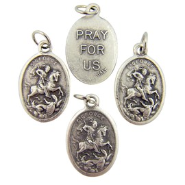 Religious Silver Toned Saint George Pendant, Lot of 4