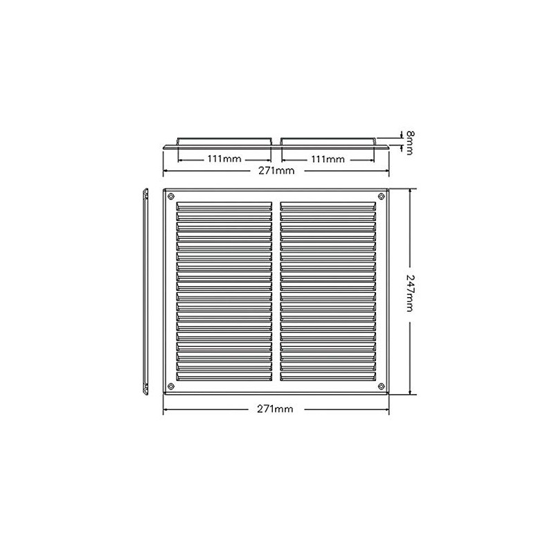 Rytons 9X9 Louvre Ventilation Grille with Flyscreen - Brown