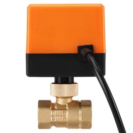 Motor Ball Valve 220 V, 2-Way Motorised Ball Valve Measuring Zone Valve 2 Wires Electric Ball Valve for Flow Control Automatic Return NC (DN15)