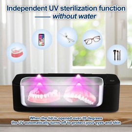 Ultrasonic Jewelry Cleaner, 17oz 48KHz Ultrasonic Cleaner, Sonic Jewelry Cleaner Machine with 2 Timer Modes for Ring, Necklace, Glasses, Watch Strap (QXI-13-01B)