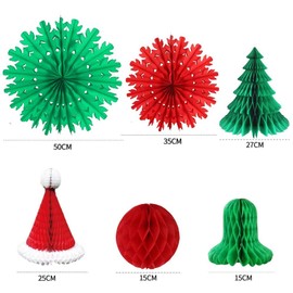 16Pcs Christmas Decorations Snowflakes Paper Decorations Christmas Trees Bell Hat Honeycomb Ball Decorations For Christmas Party Supplies Xmas Hanging Accessory
