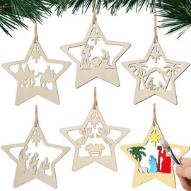 6pcs Hanging Nativity Scene Nativity Crafts for Kids DIY Wooden Christmas Nativity Scene Ornaments for Kids DIY Christmas Tree Decorations