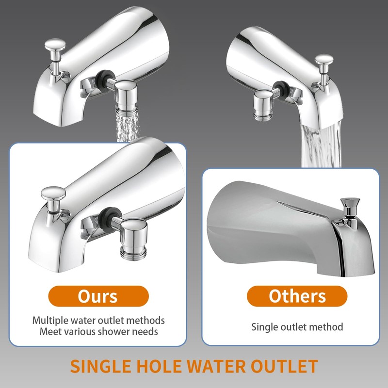 Tub Spout with Diverter,Bathtub Faucet with Shower Diverter,Fits 1/2" or