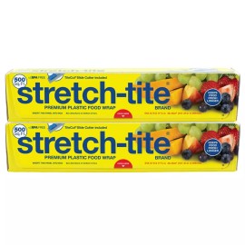 Stretch-tite premium plastic food wrap 500 sq ft 2 pack