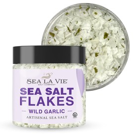 Sea La Vie Salt Flakes, 3.5 Ounces, Pack of 1, Kosher Handcrafted Gourmet Artisinal Finishing Salt Flakes from the Mediterranean Sea (Wild Garlic)