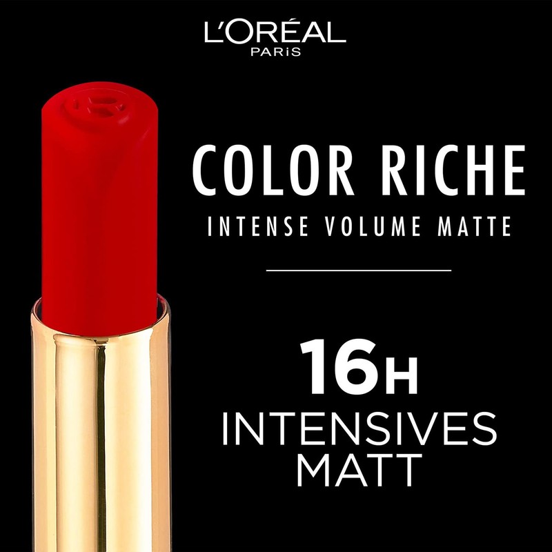 L'Oréal Paris Lipstick for a powdery matte finish and 16