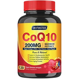 DRFOSTER Cpsulas Blandas Coq10 De 200 Mg Con Vitamina E Y Omega 3 -6 -9 Y Pqq - Coenzima Q10 De Alta Absorcin Con Bioperina  Mximo Antioxidante...    