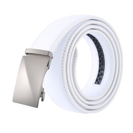 FleurUnefe Men's Women's Belt, Golf Belt, Stylish, White Belt, 47.2 inches (120 cm), Belt Cut, Adjustable Size, No Holes, Auto-lock, PU Leather, Stylish, Casual, Gentleman's Business, white