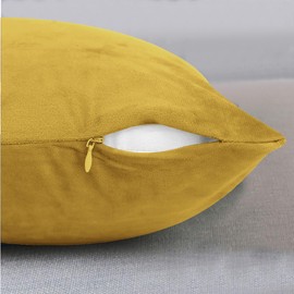 Imperial Rooms Cushion Covers 45 x 45 cm Pack of 2 Square Throw Velvet Pillow Cases Bedroom Decor Cushion for Sofa Living Room Car (Ochre, 18 x 18 Inch)