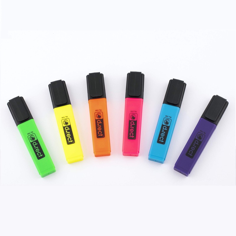 D.RECT 12 Blue Chisel Tip Highlighter Pens 1128