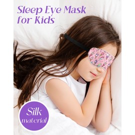 Miss Adola Kids Sleep Mask - Silk Sleep Mask for Kids Cute Cartoon Cool Kawaii Sleep Mask Kids for Boys Girls Teens Soft Smooth Lightweight Adjustable Straps Mulberry Silk Kids Eye Mask, Rainbow